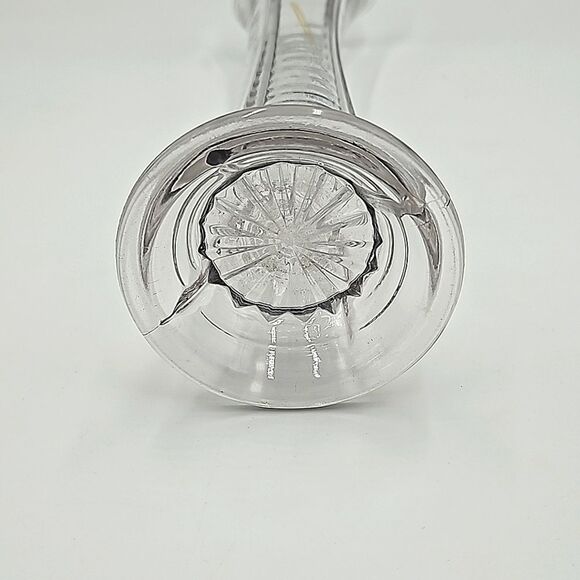 Vintage EAPG  4 Panel Swung & Ribbed  Pedestal Vase 10" Clear - Picture 6 of 11